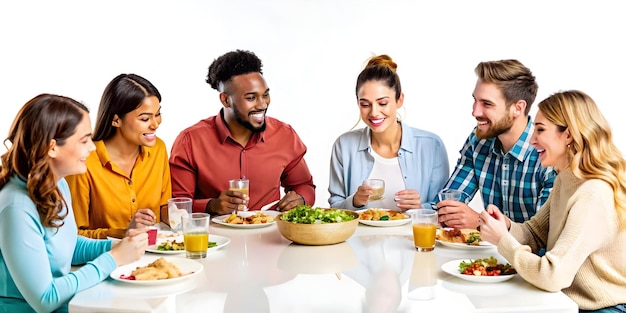 Uśmiechnięte osoby przy stole